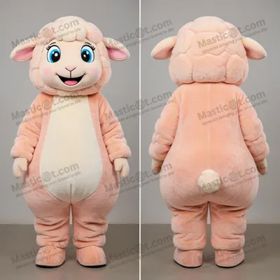 Produktbild von Pfirsichfarbenes, MASTICOT flauschiges Suffolk-Schaf-Maskottchen