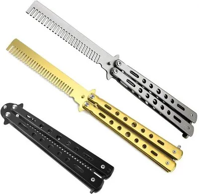 Produktbild von Ibenzoa® 3er-Set faltbarer Butterfly-Kämme aus Edelstahl – klappbar für Haarstyling, Silber, Gold, Schwarz