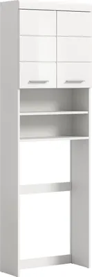 Produktbild von Scout Waschmaschinenschrank 2 Türen, 2 Schubladen, 3 Regale Weiß hochglanz, weiß.
