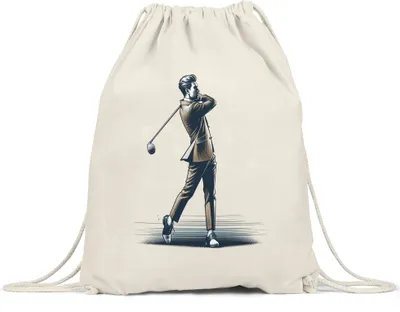 Produktbild von Schicker Golfspieler im Anzug Turnbeutel - Stilvolles Golfgeschenk