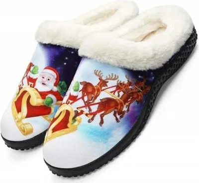 Produktbild von Damen und Herren Uni Winter Weihnachts Hausschuhe Santa Claus Navy Größe 41