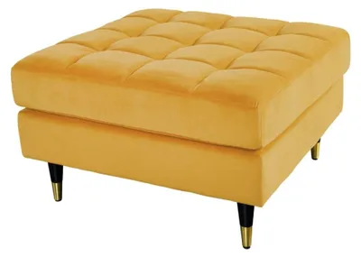 Produktbild von Pouf KOLIRI senfgelb – Design aus Samt und Heveaholz