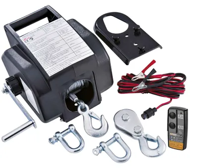 Produktbild von Ribitech 4277 Seilwinde für Auto, 5 t, vorwärts und rückwärts, 12 V, schwarz