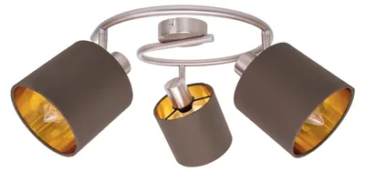 Produktbild von Spots - 3er Wand-/Deckenrondell/Spot "MARON" L/B: 52cm, Strahler im Klassik Stil, aus Metall und Textilmaterial in braun, 21 cm hoch, Ø 52 cm, E14-Fassung