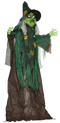 Produktbild von HOMCOM Halloween-Hexe 183cm Halloween Dekoration mit LED-Leuchte, Soundfunktion