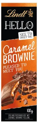 Produktbild von Lindt Hello Tafel Caramel Brownie mit knusprigen Gebäckstückchen 100g