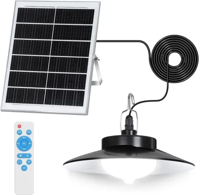 Produktbild von Außen Solarlampe 5 Beleuchtungsmodi mit Bewegungssensor und Fernbedienung Wasserdicht Solar Pendelleuchte Solarleuchte, Weiß, 1 Lampe