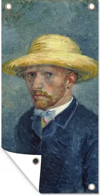 Produktbild von MuchoWow® 80x160 cm Outdoor-Poster Gartendeko Sichtschutz Garten Poster für den Garten  Selbstbildnis mit Hut - Vincent van Gogh