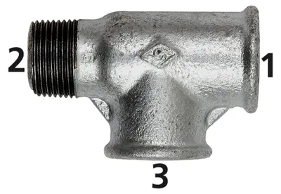 Produktbild von Riegler T-Stück 134, IG/IG/AG, Rp/Rp/R 3/4, schw. Temperguss feuerverz.