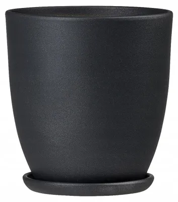 Produktbild von Keramik-Blumentopf, Schwarz Matt, Durchmesser 16 Cm, Höhe 17 Cm, Untersetzer