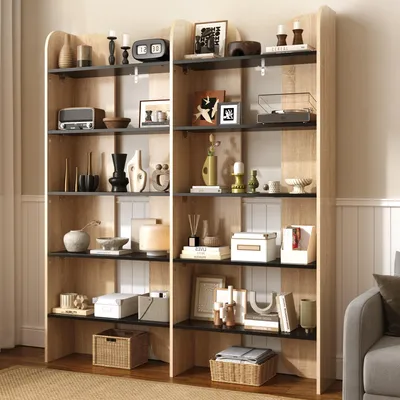 Produktbild von Flieks 160cm HochBücherregal mit 5 Ebenen,Großes Fassungsvermögen, Offenes Regal 135x25x160cm, Bücherregal für Wohnzimmer, Arbeitszimmer, Natur