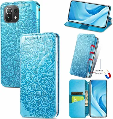 Produktbild von König Design Hülle kompatibel mit Xiaomi Mi 11 Lite Kunstleder Handyhülle - Handy Case Blau