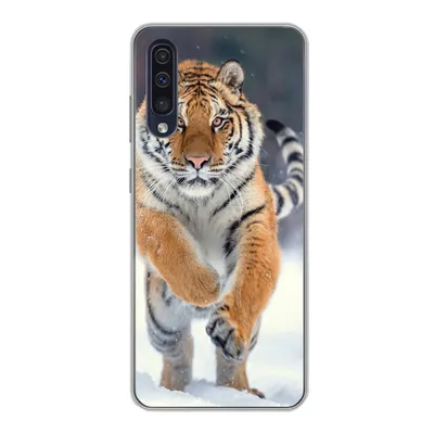 Produktbild von MuchoWow® Handyhülle Schutzhülle Hülle für Samsung Galaxy A30s Tiger - Landschaft - Schnee - Tiere Silikon Softcase Handy Hülle - Karteninhaber