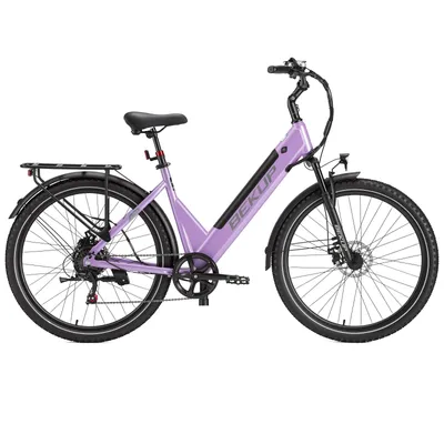 Productafbeelding van Bekup V28 elektrische fiets, 28 inch, frame van hoogwaardig koolstofstaal, 36V 14,5Ah accu, actieradius van 75 km, Shimano 7-versnellingen, paars