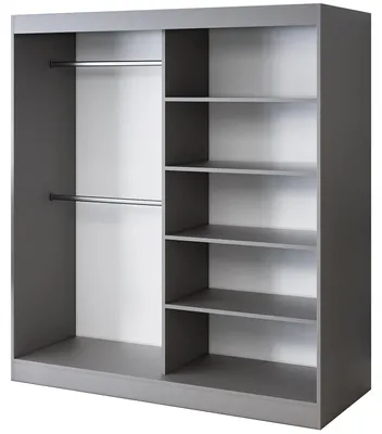 Zdjęcie produktu dla Otwarta Szafa– 180 x 200 cm – Antracyt Mat– Szafa otwarta TROY – z 4 półkami i 2 drążkami