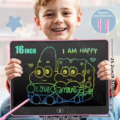 Produktbild von LCD-Zeichen- und Schreibtafel für Kinder – Doodle-Malbrett mit Stylus, Löschfunktion und Bildschirmsperre, 8/11/13/16 Zoll