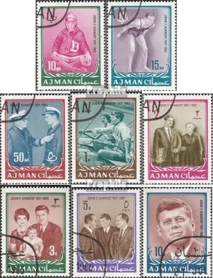 Produktbild von Briefmarken Ajman 1965 Mi 19A-26A (kompl.Ausg.) gestempelt Präsident John F. Kennedy