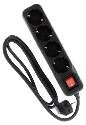 Productafbeelding van Zenitech, stekkerdoos met Schuko-stekkers en verlichte schakelaar, 4 x 16A stopcontacten