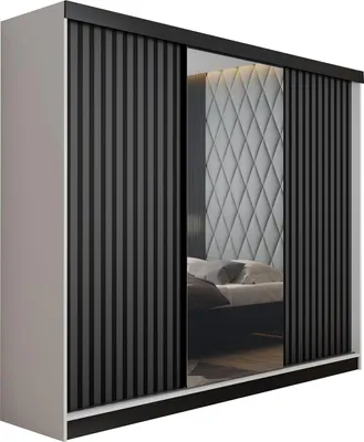 Image de KIER FURNITURE Armoire multi-usages MALANI 200 - Blanc + Graphite 200x205x59 cm