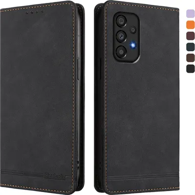 Image de Etui pour Samsung Galaxy A33 5G, étui rétro en cuirPolyuréthaneavec support et fentes pour cartes de crédit Noir