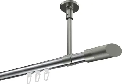 Produktbild von Interdeco Innenlaufstange / Gardinenstange mit Innenlauf Chrom / Edelstahl-Optik, Typ Sonette Verano (Schräge Bicolor) Deckenmontage, 20 mm Ø 1-läufig, 200 cm