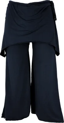 Produktbild von Goa Psytrance Hose, 3/4 Sommerhose, Yogahose, Festivalhose, Schlaghose - Schwarz, Damen, Elasthan,Viskose, Größe: S/M