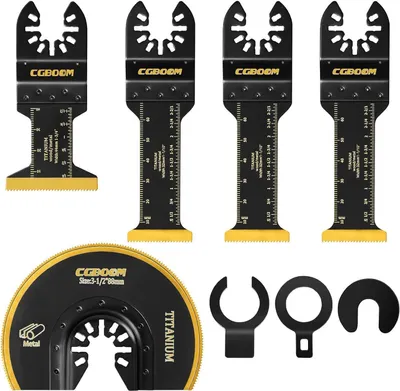 Zdjęcie produktu dla 5-częściowy zestaw brzeszczotów do oscylacyjnych narzędzi wielofunkcyjnych - tytanowy - kompatybilny z Fein Milwaukee Dewalt Makita