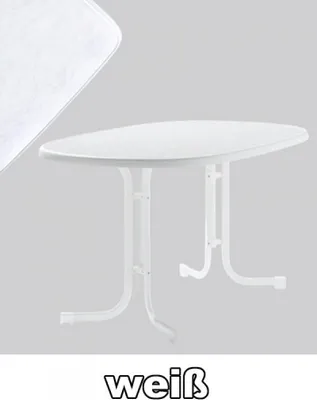 Produktbild von Boulevard-Klapptisch, 140x90x72 cm, weiß Stahrohrgestell, Mecalit-Pro-Platte
