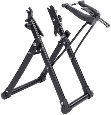 Productafbeelding van Aluminium reparatiestandaard voor fietsen, geschikt voor wielen van 16 tot 29 inch, verstelbaar en compact van ontwerp