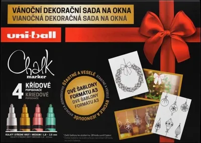 Obrázok produktu pre Uniball sada kriedových popisovačov 1,8 - 2,5 mm - Vianočná dekoračná sada