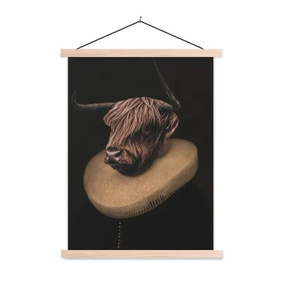 Produktbild von MuchoWow® Textilposter Schottischer Highlander - Gemälde - Alte Meister 40x53 cm mit holzfarbenen Rahmen - Schlafzimmer
