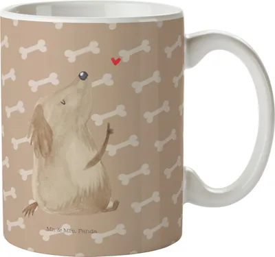 Produktbild von Mr. & Mrs. Panda Teetasse Hund Liebe - Hundeglück - Geschenk, Hunde, schöne tasse, Herz, design, haferl, Pott, Sprüche, Geschenktasse