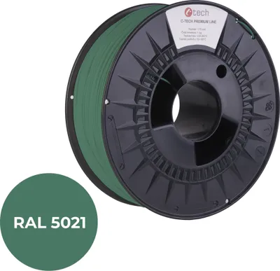 Obrázek produktu pro Tisková struna (filament) C-TECH PREMIUM LINE, PETG, vodní modrá, RAL5021, 1,75mm, 1kg