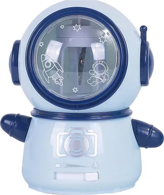 Immagine prodotto di Temperamatite Spaceman cartone animato carino sicuro flessibile temperamatite elettrico per la classe casa blu chiaro