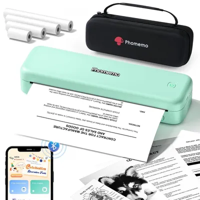 Productafbeelding van Phomemo Draagbare draadloze printers M834 Bluetooth thermische 8,5" x 11" & A4-formaat, inktloze mobiele printer met draagtas voor reizen, kantoor, school, auto, thuis, groen