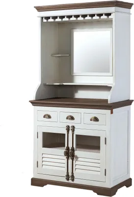 Immagine prodotto di MASSIVMOEBEL24 | Mobile Bar TOULOUSE #105 in Legno di Mango Laccato Bianco - 98x51x190