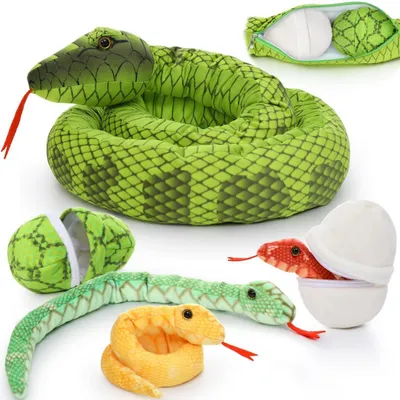Produktbild von Riesen Schlange Kuscheltier XXL 200cm Grün mit 3 Babys im Bauch Stofftier