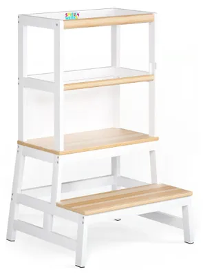 Obrázek produktu pro Nastavitelná borovicová učební věž s tabulí, 93x51x50cm