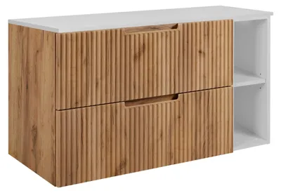 Obrázok produktu pre Kúpeľňová skrinka, dub Craft / biela, 80 (60 + 20) x 58,6 x 46 cm