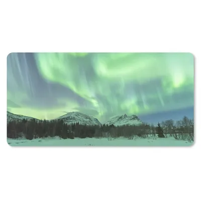 Produktbild von MuchoWow® Schreibtischunterlage Nordlichter - Schnee - Berg - Norwegen 80x40 cm - XXL Mauspad - Gaming Mauspad