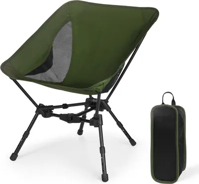 Produktbild von (Olivgrün)Faltbarer Campingstuhl, tragbarer Klappstuhl bis 150 kg, kompakter Outdoor Stuhl mit Seitentaschen und atmungsaktivem Mesh für Picknick, Wandern und Reisen