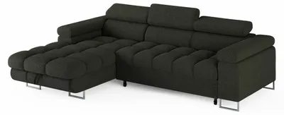 Image de ECKSOFA CLOUD, couleur vert, canapé d'angle bouclé avec fonction convertible et coffre de rangement