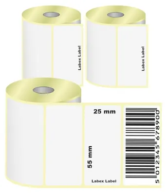 Thermo-Etiketten 55x25 mm weiß, 3 Rollen, 3000 Stück
