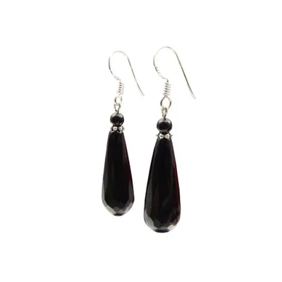 Produktbild von Ohrringe Ohrhänger echter Onyx facettiert & 925 Silber schwarz Tropfen Damen