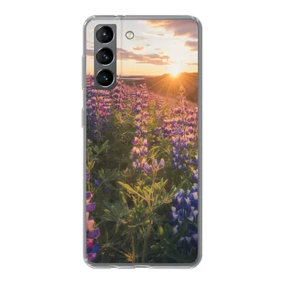 Produktbild von MuchoWow® Handyhülle Schutzhülle Hülle für Samsung Galaxy S21 Lupine - Sonne - Lila Silikon Softcase Handy Hülle - Softcase