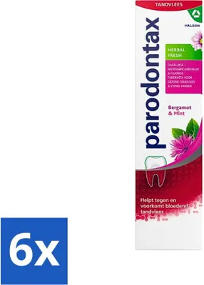 Immagine prodotto di Parodontax - Dentifricio - Freschezza alle erbe - Bergamotto e menta - 75 ml - Confezione risparmio - 6 pezzi