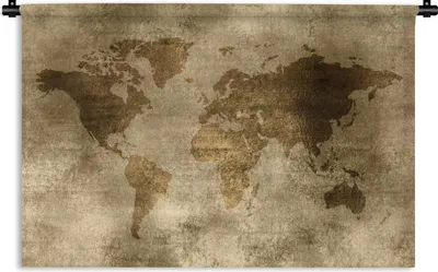 Produktbild von MuchoWow® Wandteppich Wandbehang Weltkarte - Antik - Braun 120x80 cm Tapisserie Dekoration Wandtuch - Wanddekorationen - Wandtücher