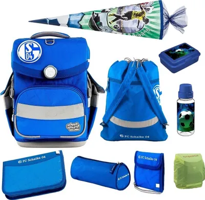 Produktbild von School Mood Fußball Schulranzen für Jungen 1. Klasse FC Schalke 04 Schultasche im Set 10-teilig mit großer Schultüte 85 cm