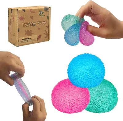 Productafbeelding van Knijpballen - Set van 3 - 4 cm - Sensorische stressballen