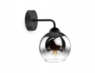 Produktbild von Luxolar Wandlampe Glasschirm Graphit-transparen E27 60W - Wandleuchte Innen für Wohnzimmer, Küchen